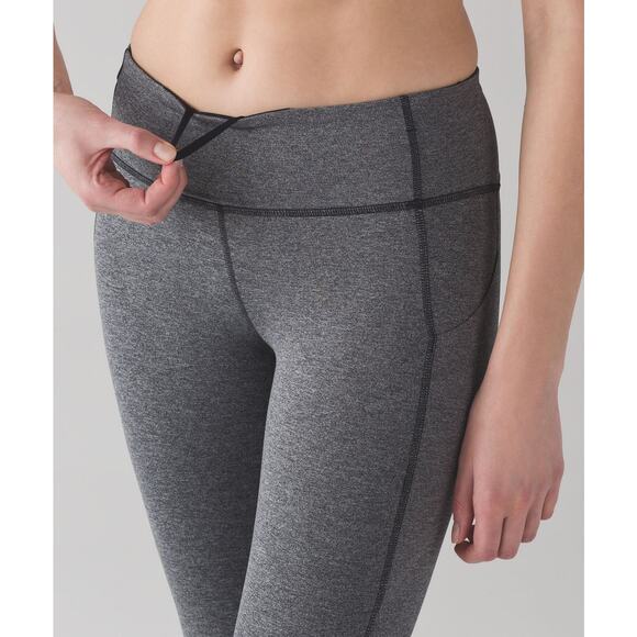 Lululemon Pace Rival Crop 22" Heathered Gray Black Leggings Womens 4 Activewear - Picture 4 of 13